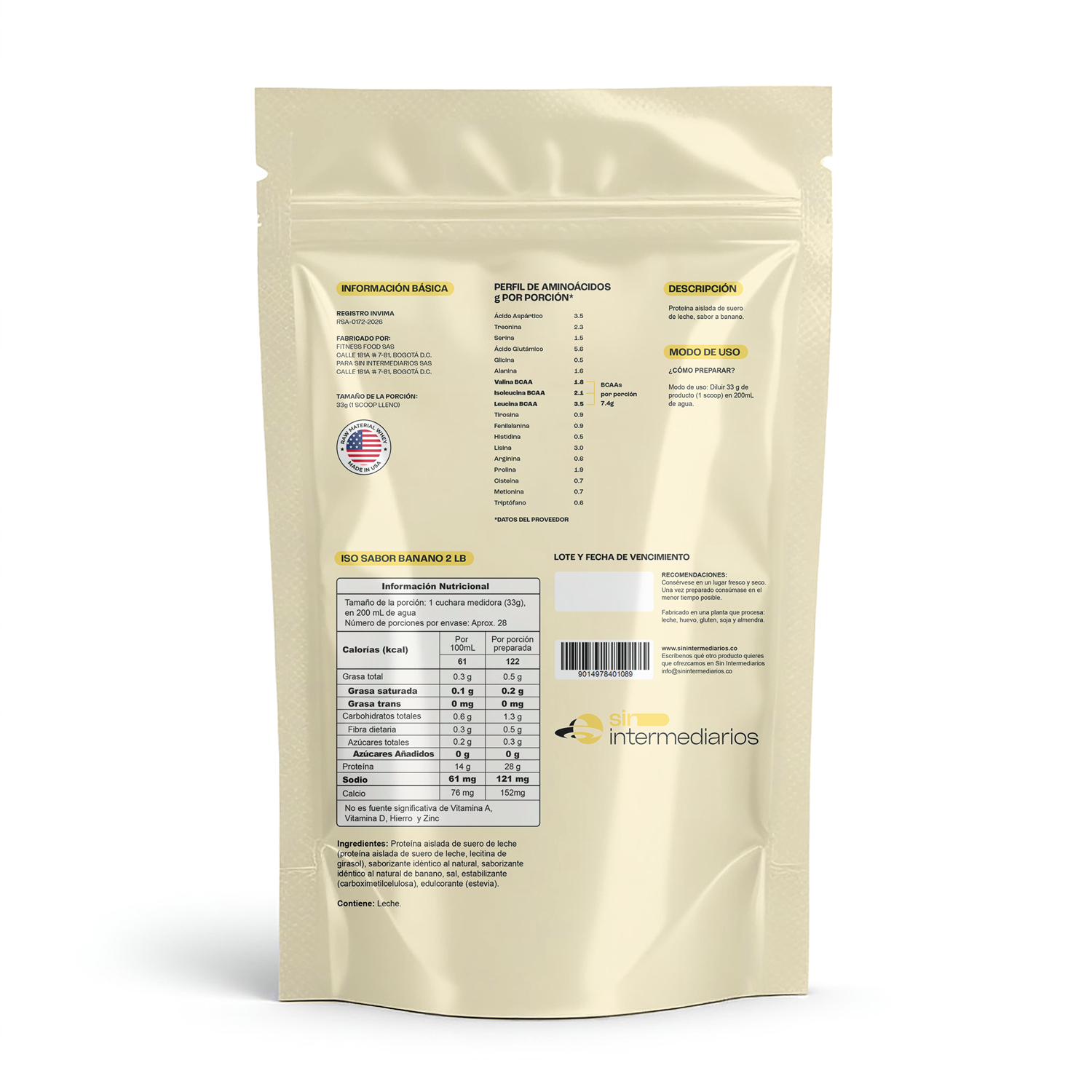 Proteína Aislada ISO - Banano