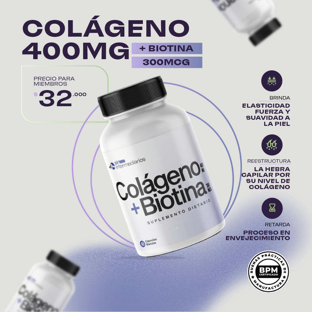 Cápsulas Colágeno y Biotina Sin Intermediarios | 60 Unidades