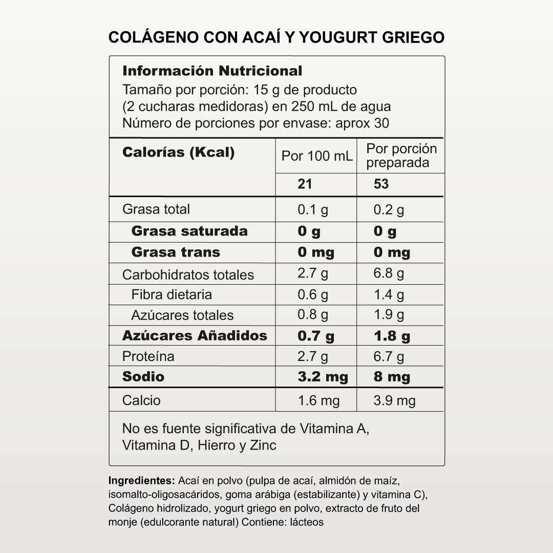 Acaí con Colágeno y Yogurt Griego - 450g