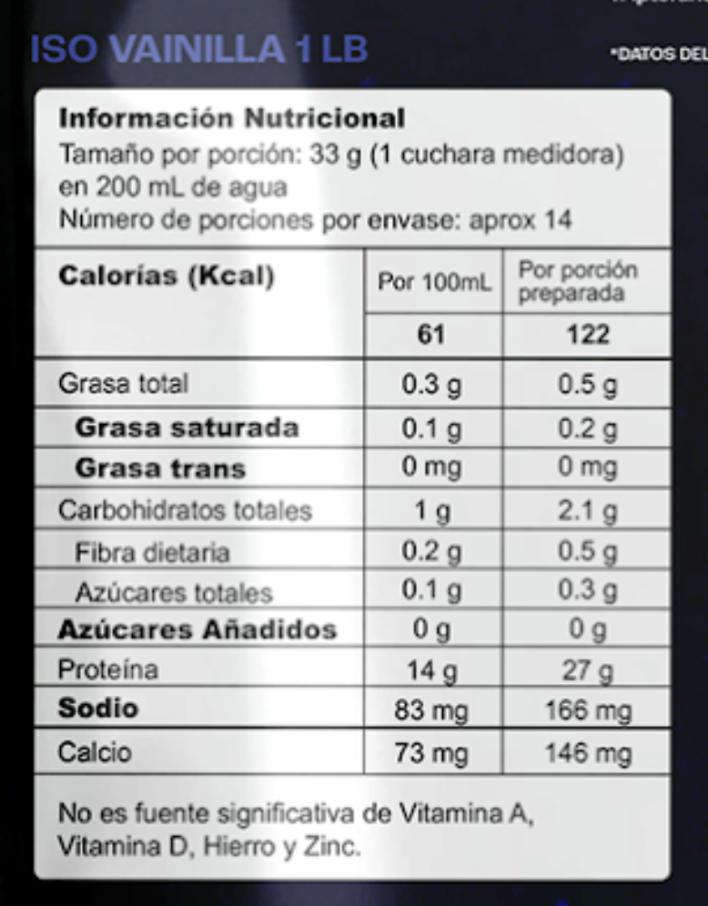 Proteína Aislada ISO - Vainilla